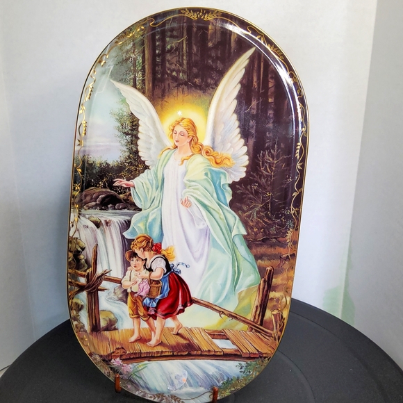 German gardening angel porcelain wall hanging - Picture 1 of 8